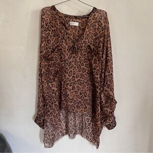 Faith Connexion Leopard Silk Tunic Blouse – 100% Silk, Size M, Made in Italy